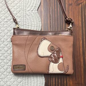 Chala Tan Crossbody Bag with Dog Accent